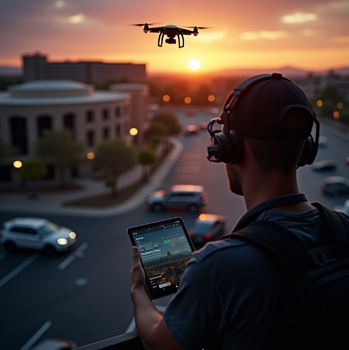 Apex Global Security officer conducting UAV drone surveillance